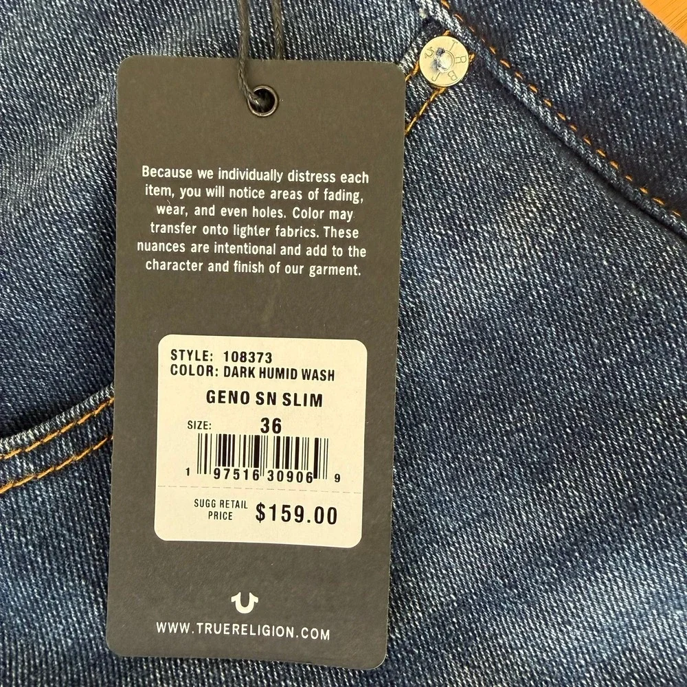 True‎ Religion Geno Relaxed Slim Fit Dark Wash Mens Jeans W36 L32